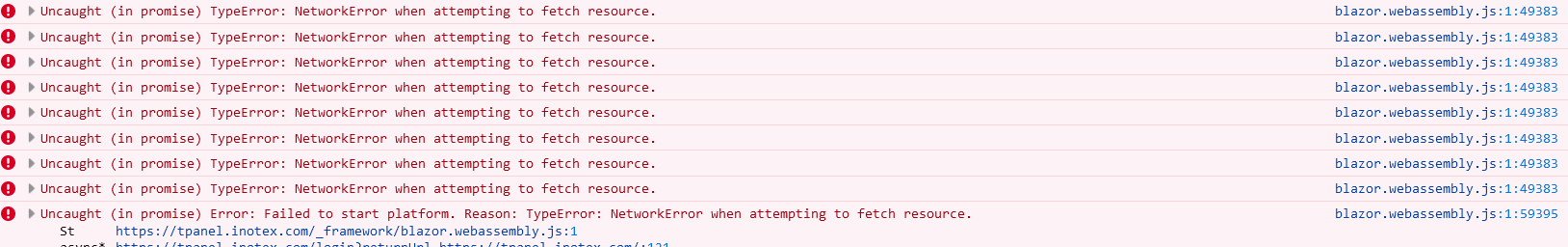 blazor wasm first load after release cause the error . TypeError ...