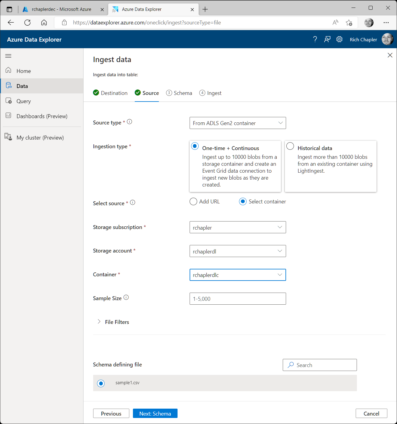 Data Acquisition “OneClick” Ingestion Azure Solutions