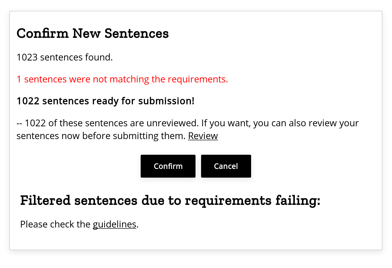 Sentence validator doesn't report which sentences fail the validation