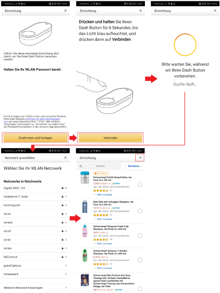 Vorgehen Registrierung Dash-Buttons