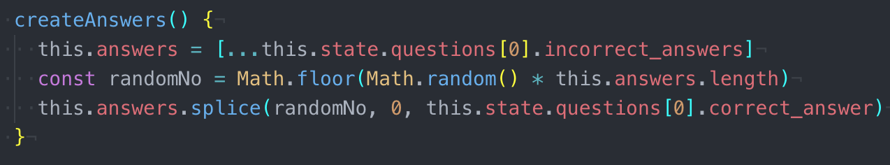 Randomise answer position function