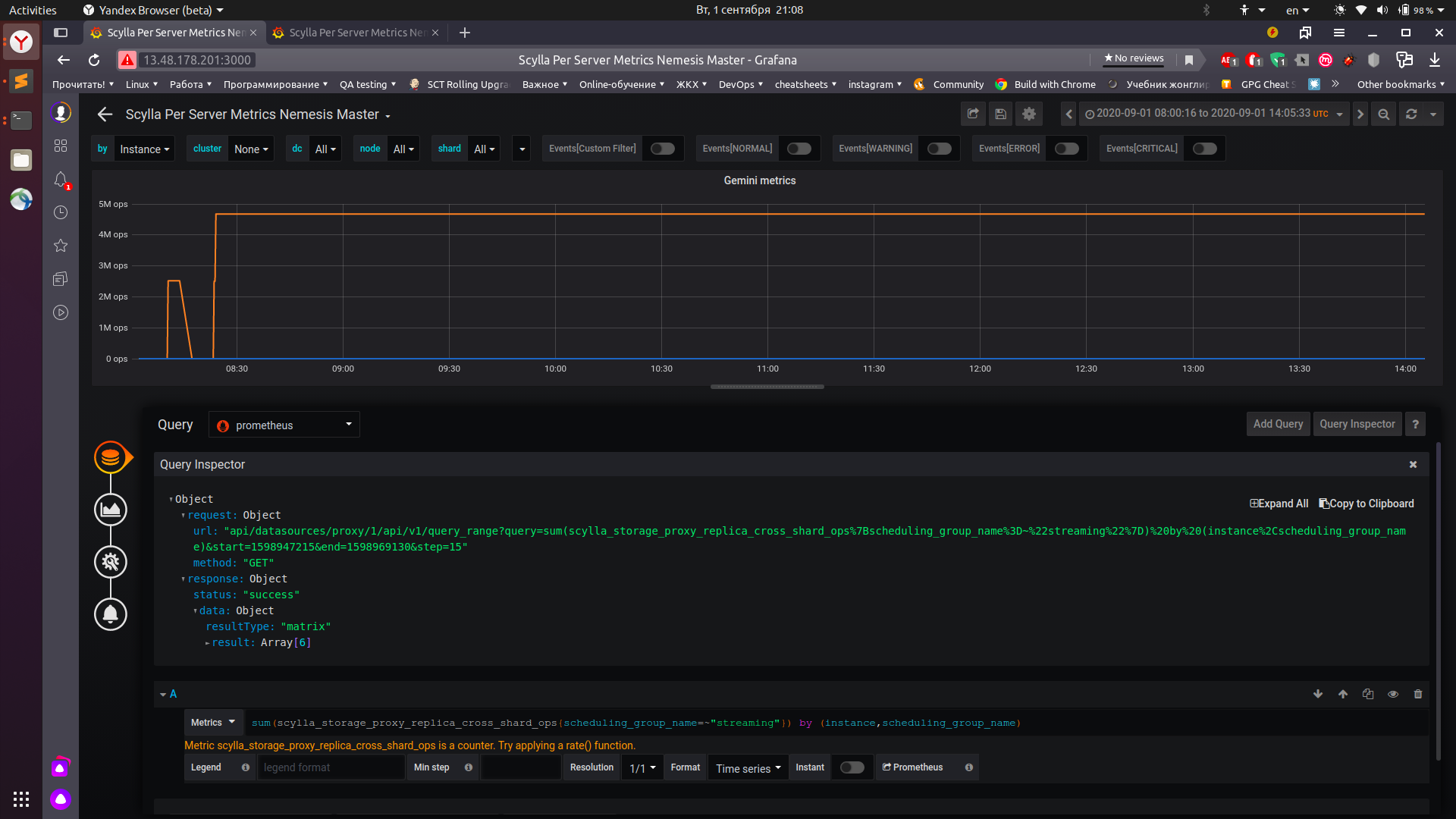 nodetool repair failed on target node and another node goes to status