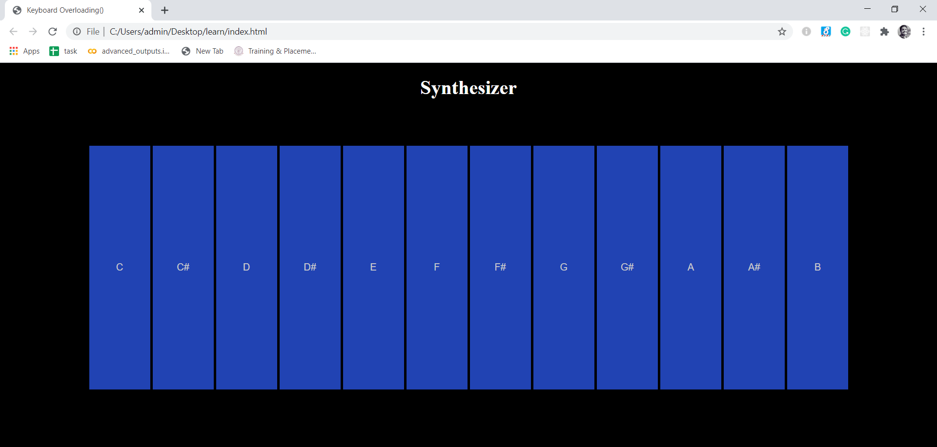 GitHub SankethGB/Synthesizer Used Javascript DOM to create a synthesizer.