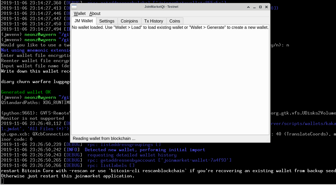 Need to restart on wallet load callback no more in the GUI · Issue #438 ·  JoinMarket-Org/joinmarket-clientserver