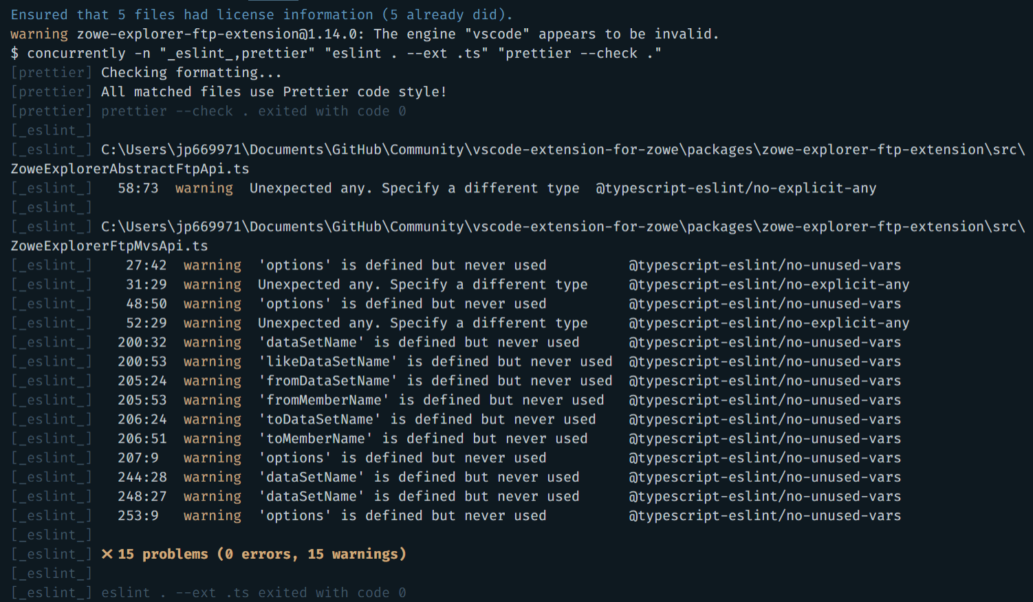 ESLINT Errors · Issue #1274 · zowe/zowe-explorer-vscode · GitHub