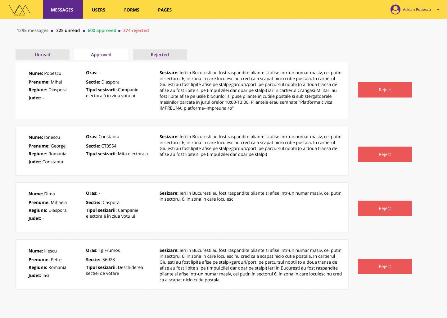 approved messages board