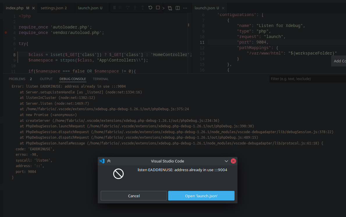 Error: listen EADDRINUSE: address already in use :::9003