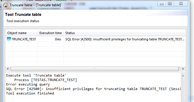 Truncate option tool for table in context menu for Exasol · Issue ...