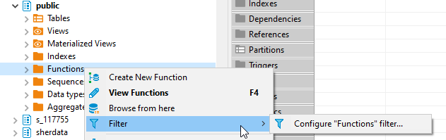 How to hide PostgreSQL extension functions from database navigator ...