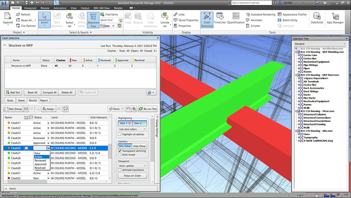 Out of memory messages when performing various tasks/processes in Navisworks