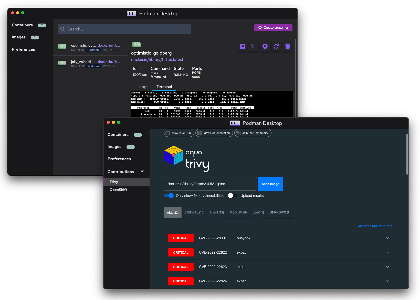 Podman containers. Podman. Podman-Remote. GITHUB desktop.