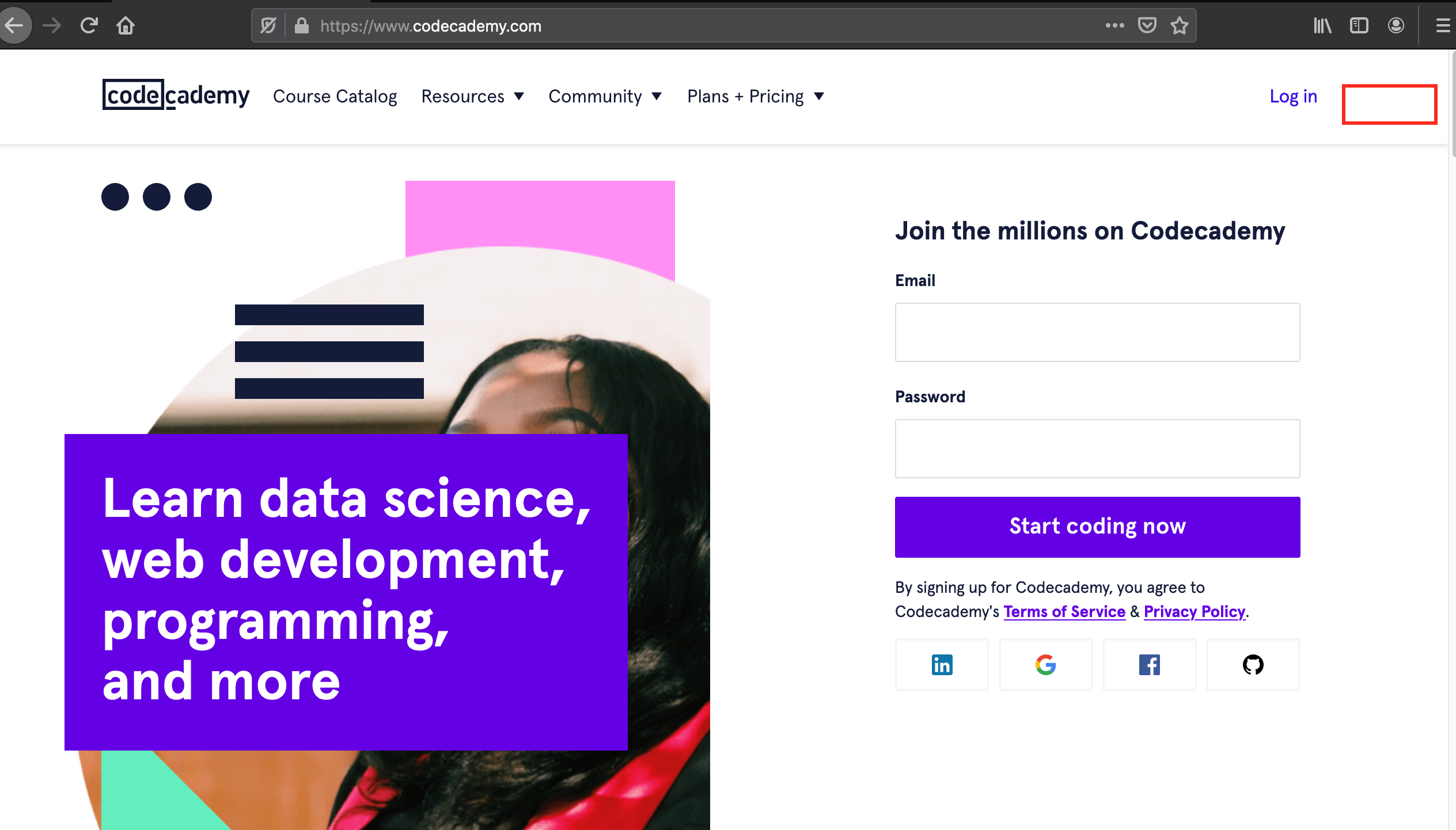 The "Sign up" button is missing · Issue 62571