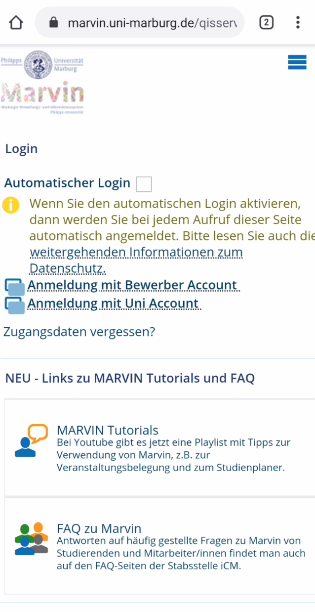 marvin.uni-marburg.de - A suugestion to use Chrome for the site is displayed · Issue #56927 ...