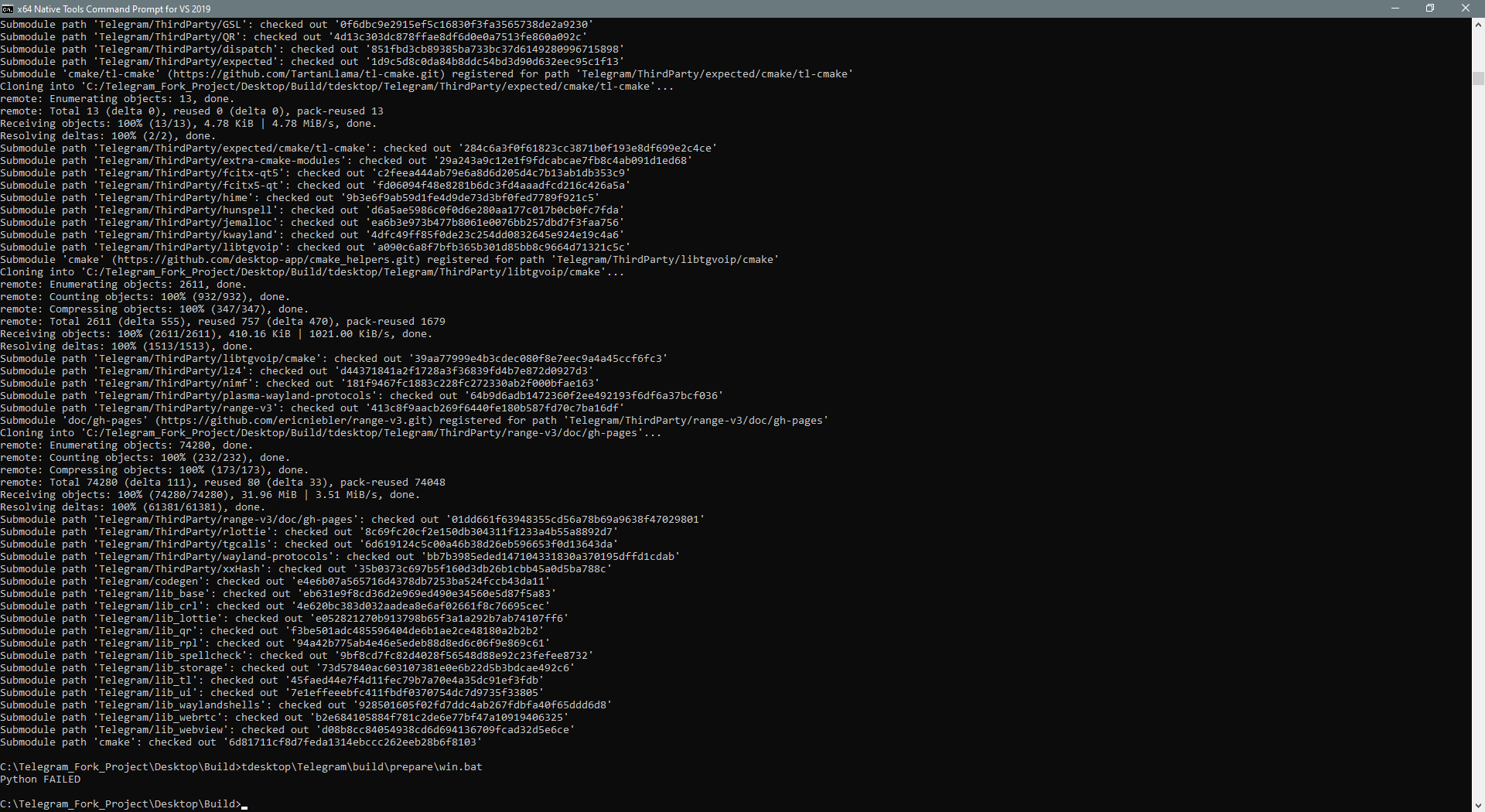 [Question] Failed to prepare cloned repository · Issue #24037 ...