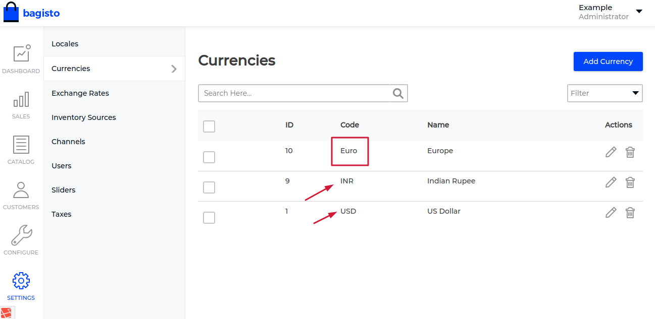 On front-end currency symbol display only for Indian Rupee and USD. If ...