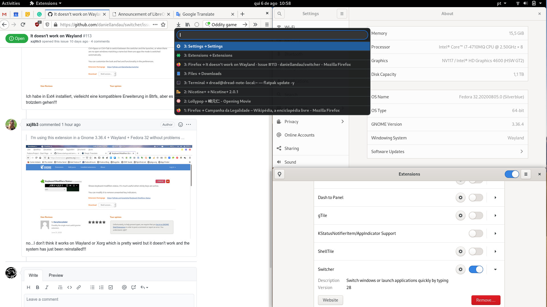It doesn't work on Wayland · Issue #113 · daniellandau/switcher · GitHub