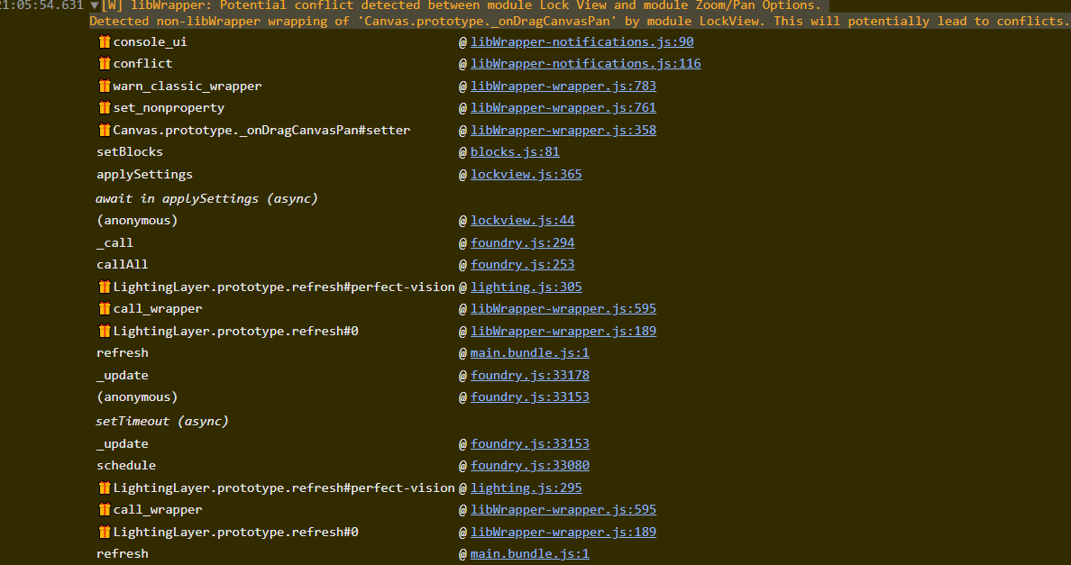 [BUG] [W] libWrapper: Potential conflict detected between module Lock ...