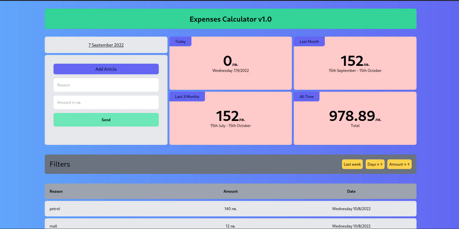 GitHub - justteshi/expenses-calculator