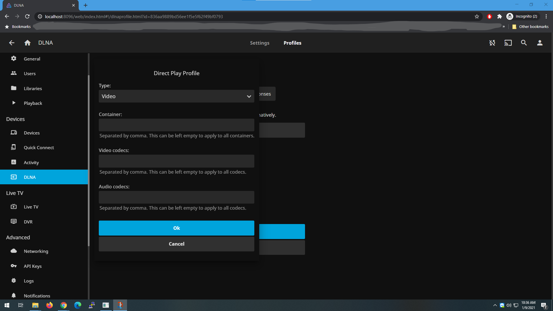 [bug] DLNA profile popup menus not working on small windows · Issue