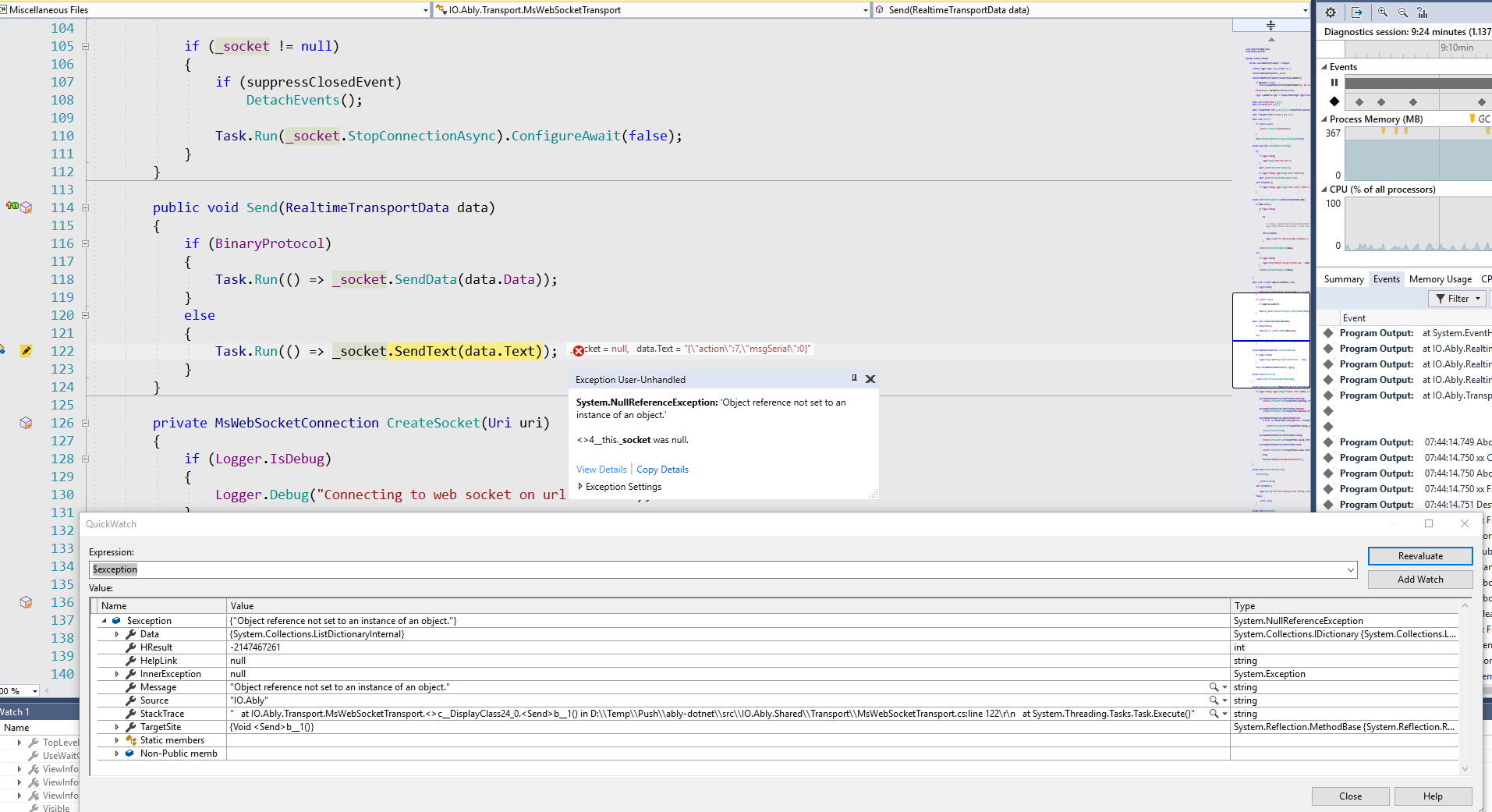 Socket is null in MsWebSocketTransport · Issue #264 · ably/ably-dotnet ...