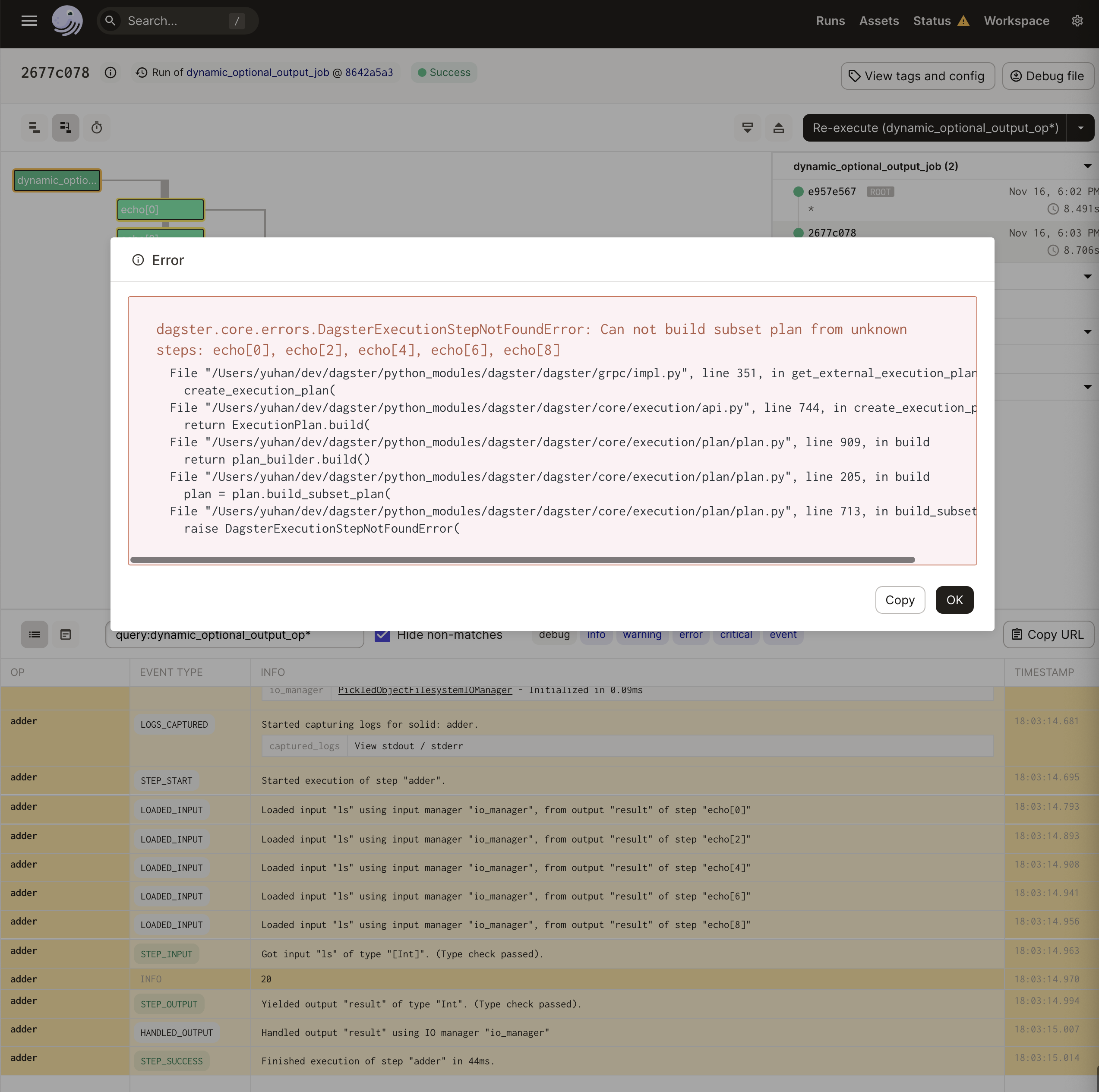 cannot re-execute `dynamic_op*` · Issue #5689 · dagster-io/dagster · GitHub