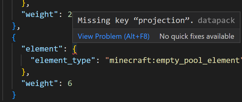 Template pool error catching thinks "projection" is required for empty ...