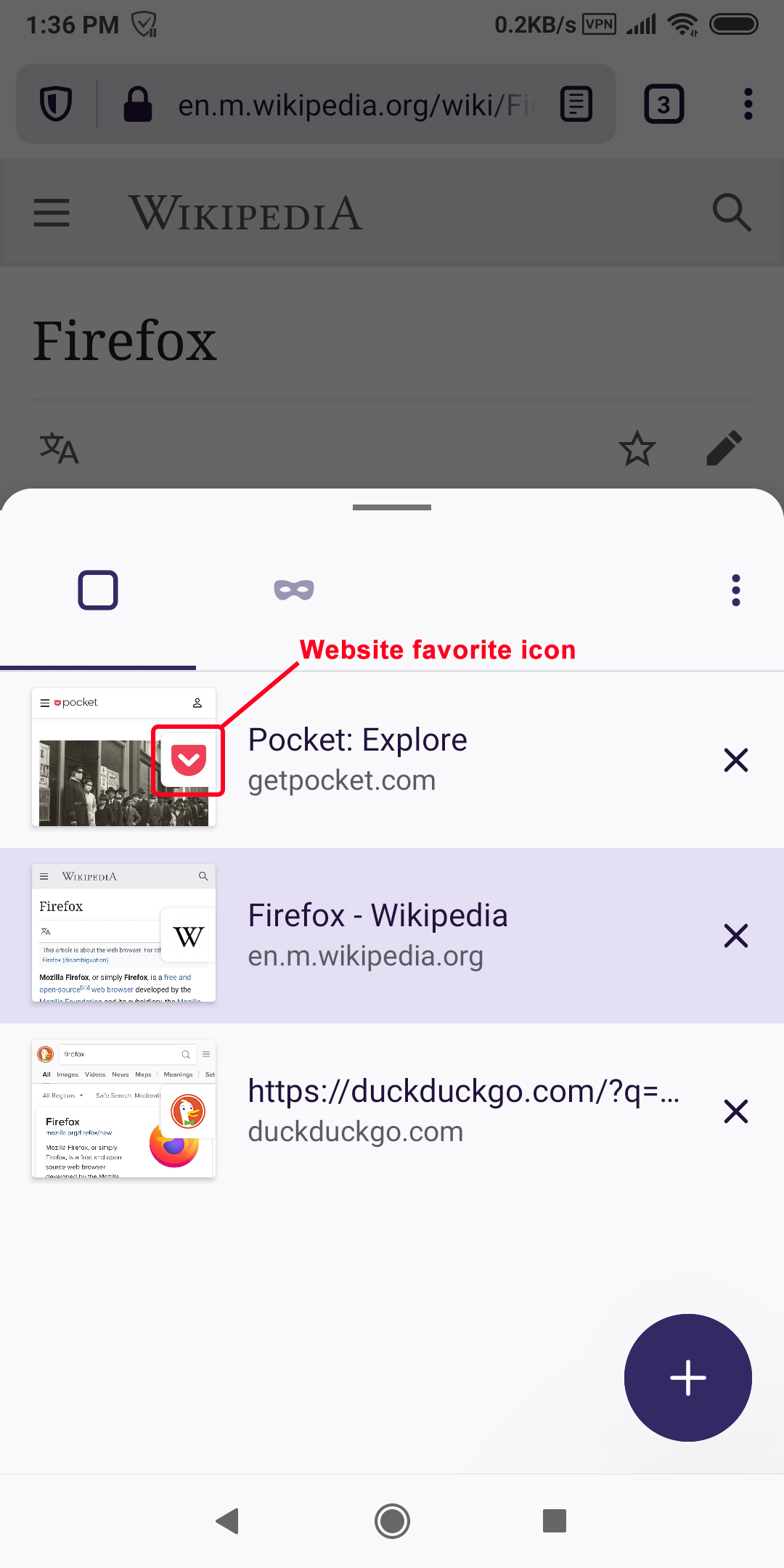 Firefox Website favorite icon