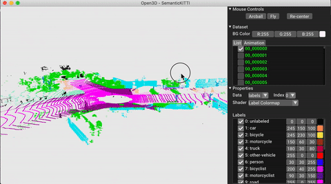 Example for visualizing sequential point clouds and bounding boxes with ...