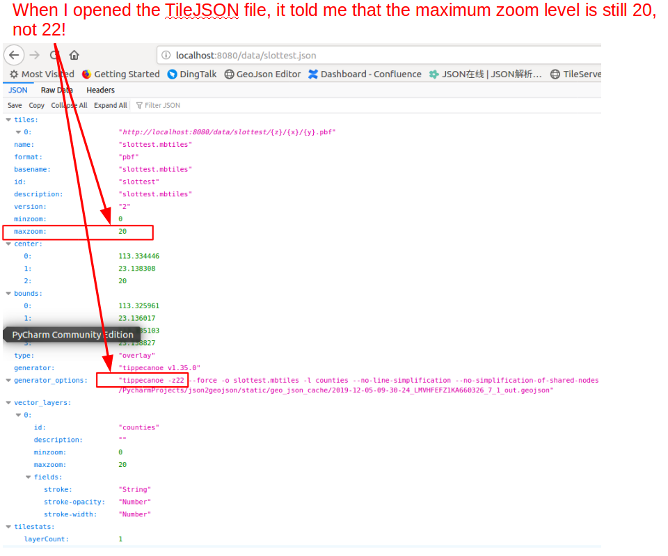 Can't generate vector tile with layer 'maximum zoom' more than 20 ...