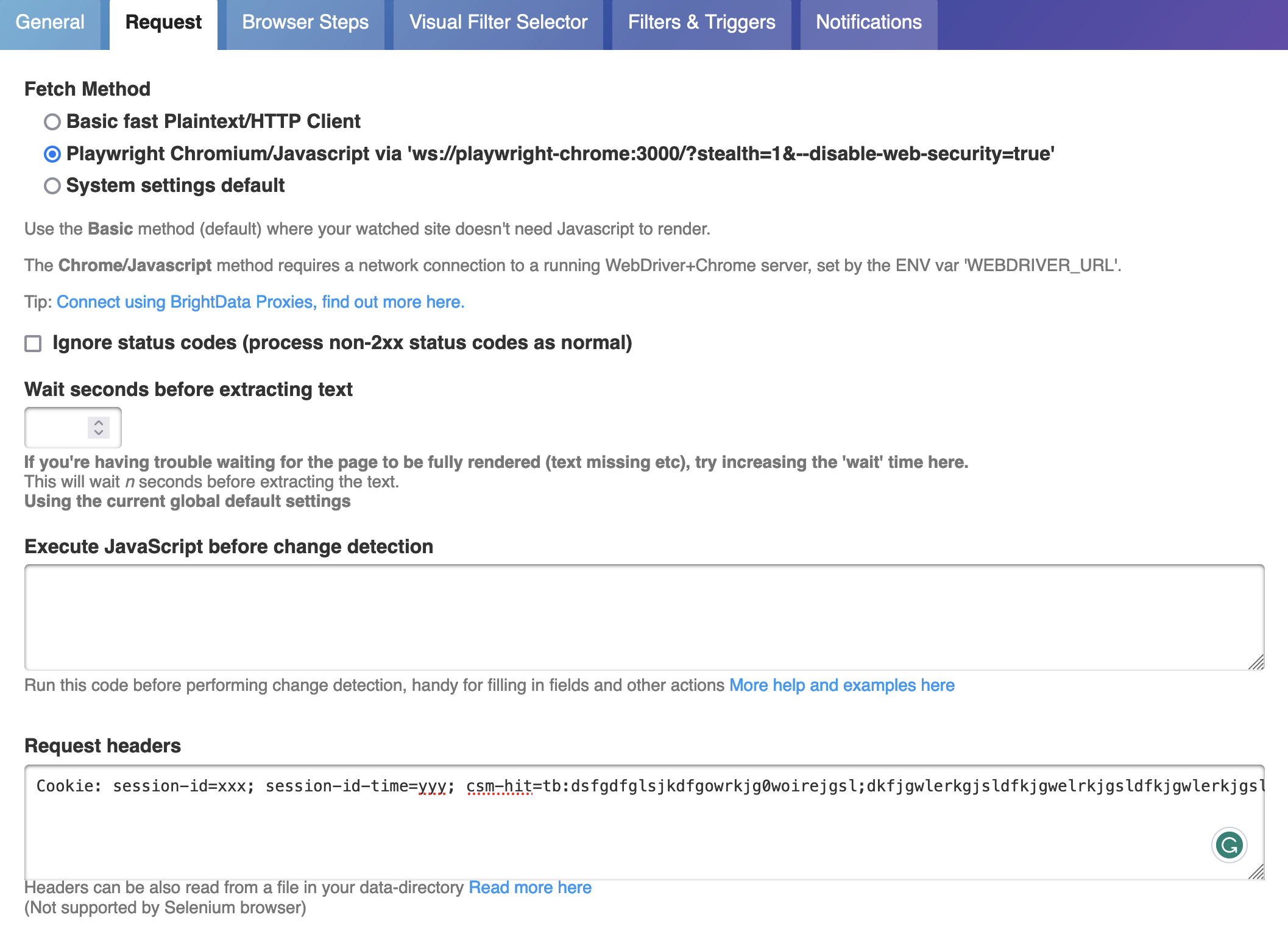 [feature] Store response cookies and use them on following checks · Issue 1836 · dgtlmoon