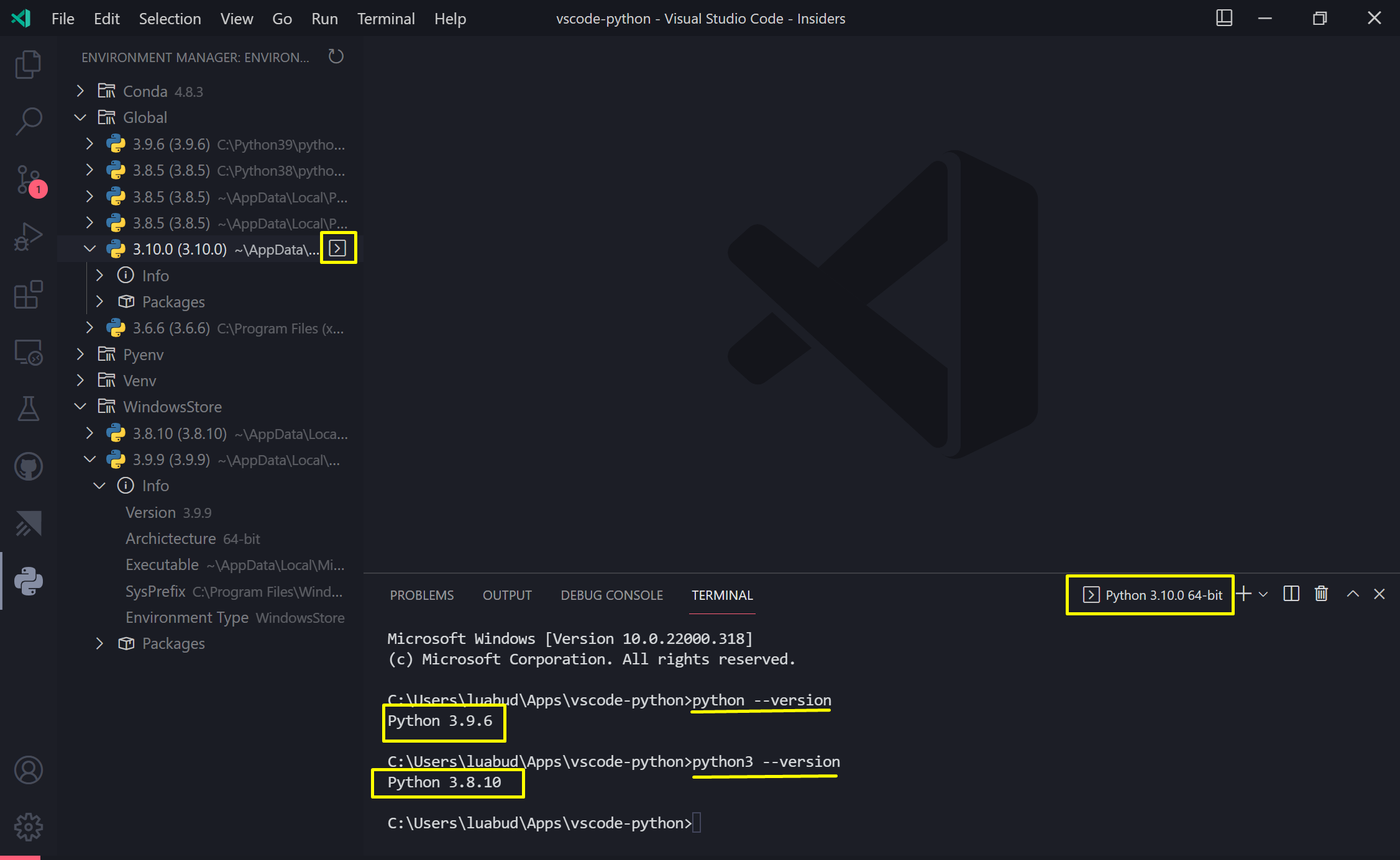 Global environment not activating on Windows · Issue #7 · DonJayamanne ...
