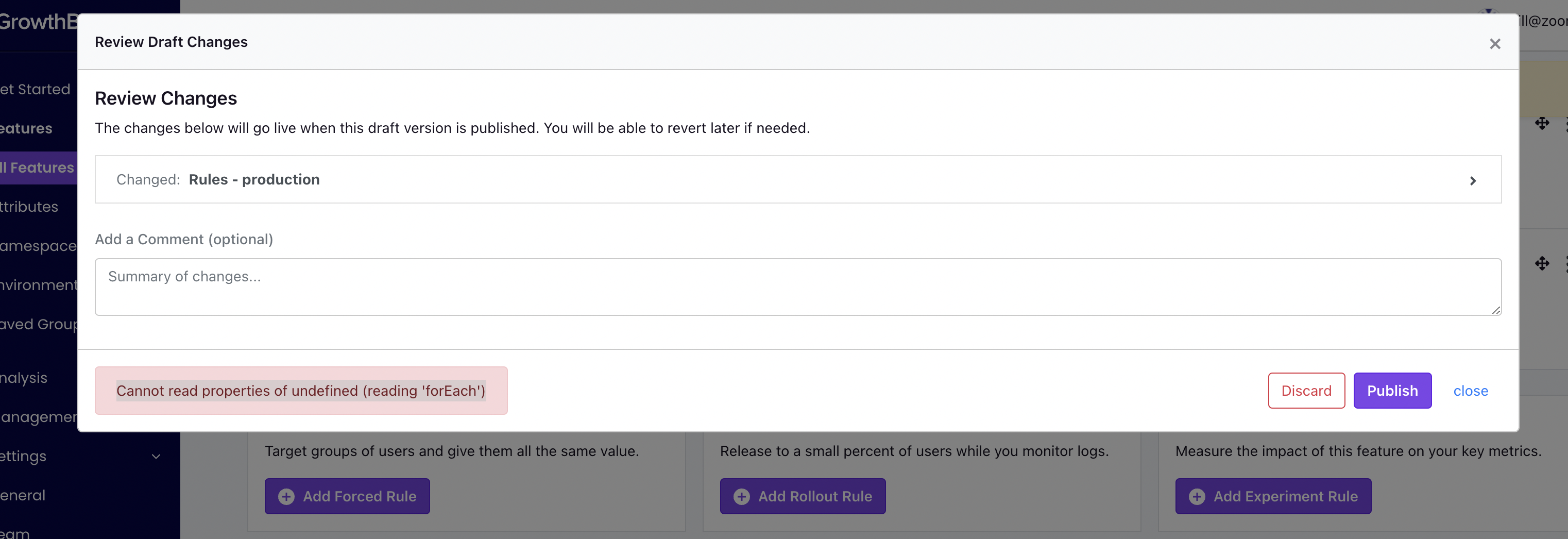 [Bug] Can't publish draft changes Cannot read properties of undefined