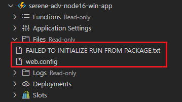 Error occurs when opening the files from a Windows Node.js Function App ...