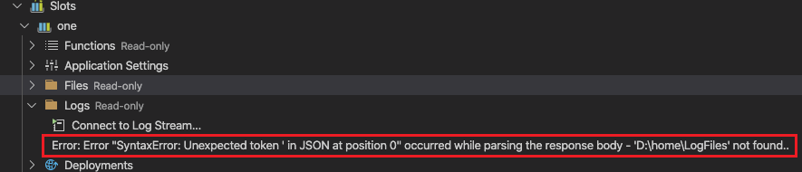 An error shows in the "Logs" node of one new created slot · Issue #2272 ...
