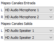 Imagen del mapeo de canales de entrada y salida