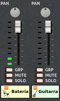 Imagen de un par de controles del mezclador de audio del servidor