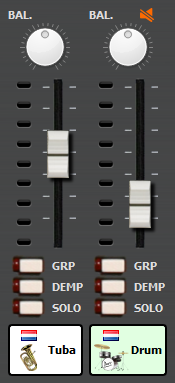 afbeelding van een aantal server mixer kanalen