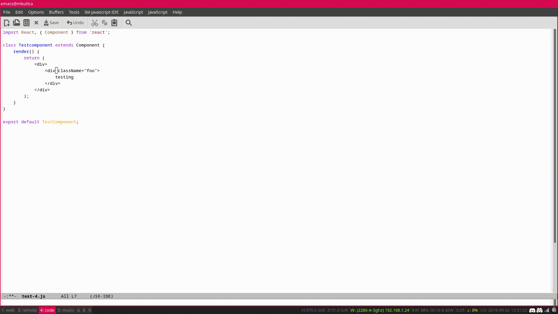 Cursor jumps to start of line when typing curly brace in JSX property ...