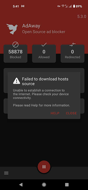 Failed to download hosts