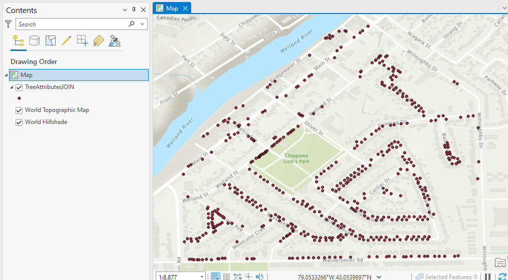 image showing shapefile in arcgis pro window