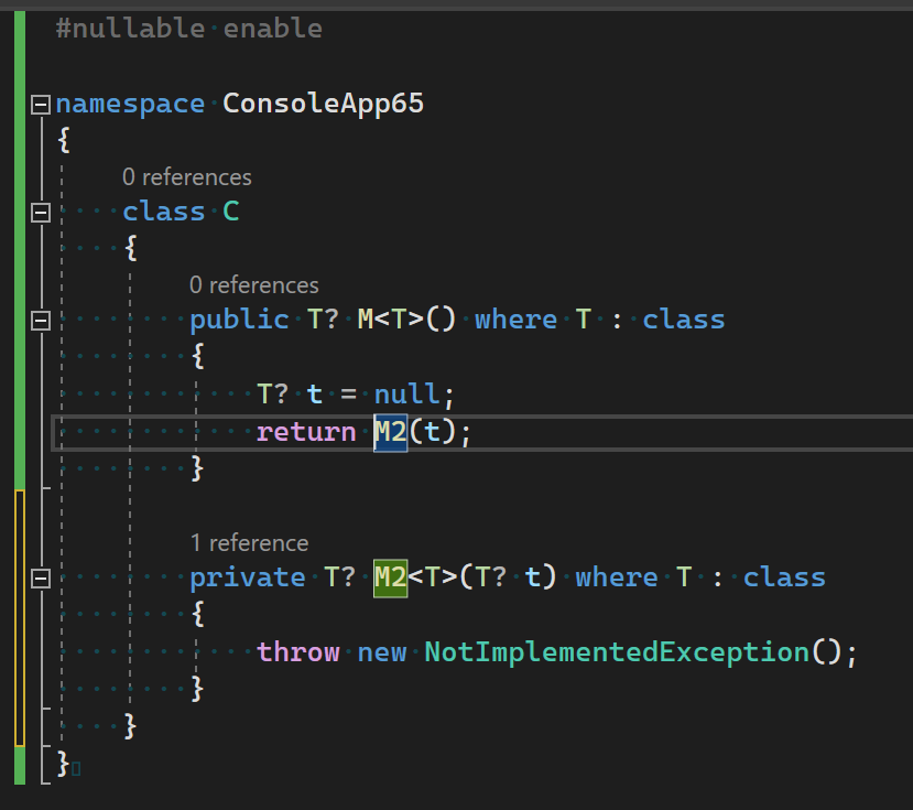 Generate method drops ? on class-constrained T · Issue #39074 · dotnet ...