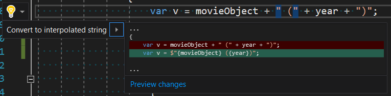 Quick action to convert concatenation to interpolation · Issue #23305 ...