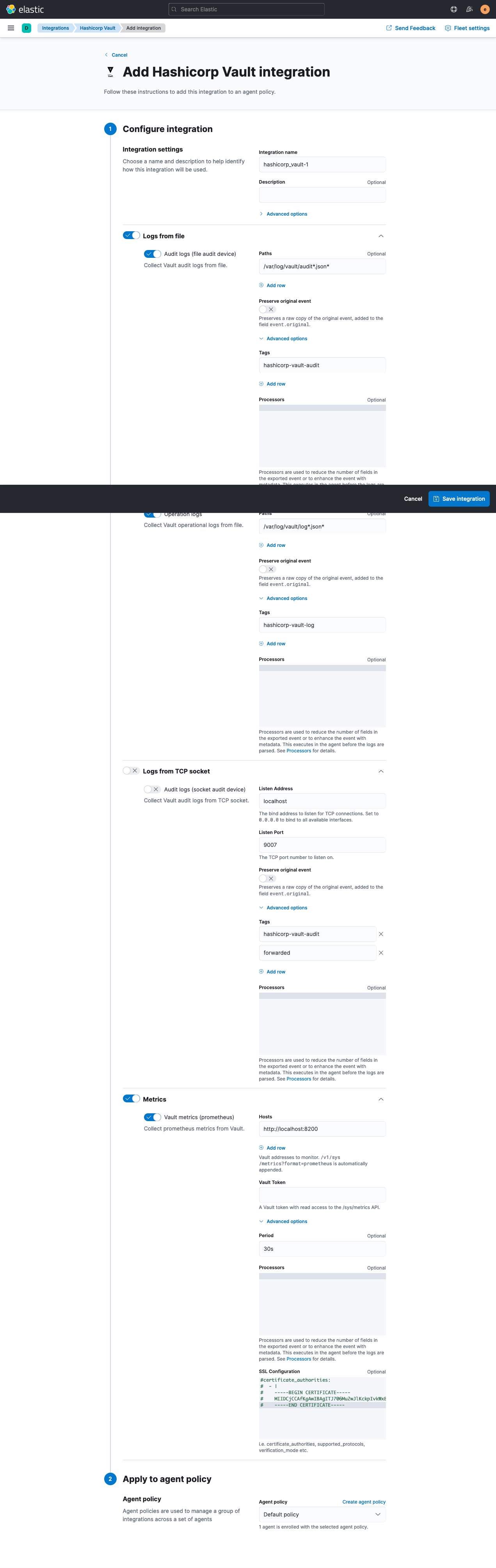 Screenshot 2021-07-27 at 12-49-25 Add integration - Hashicorp Vault - Integrations - Elastic