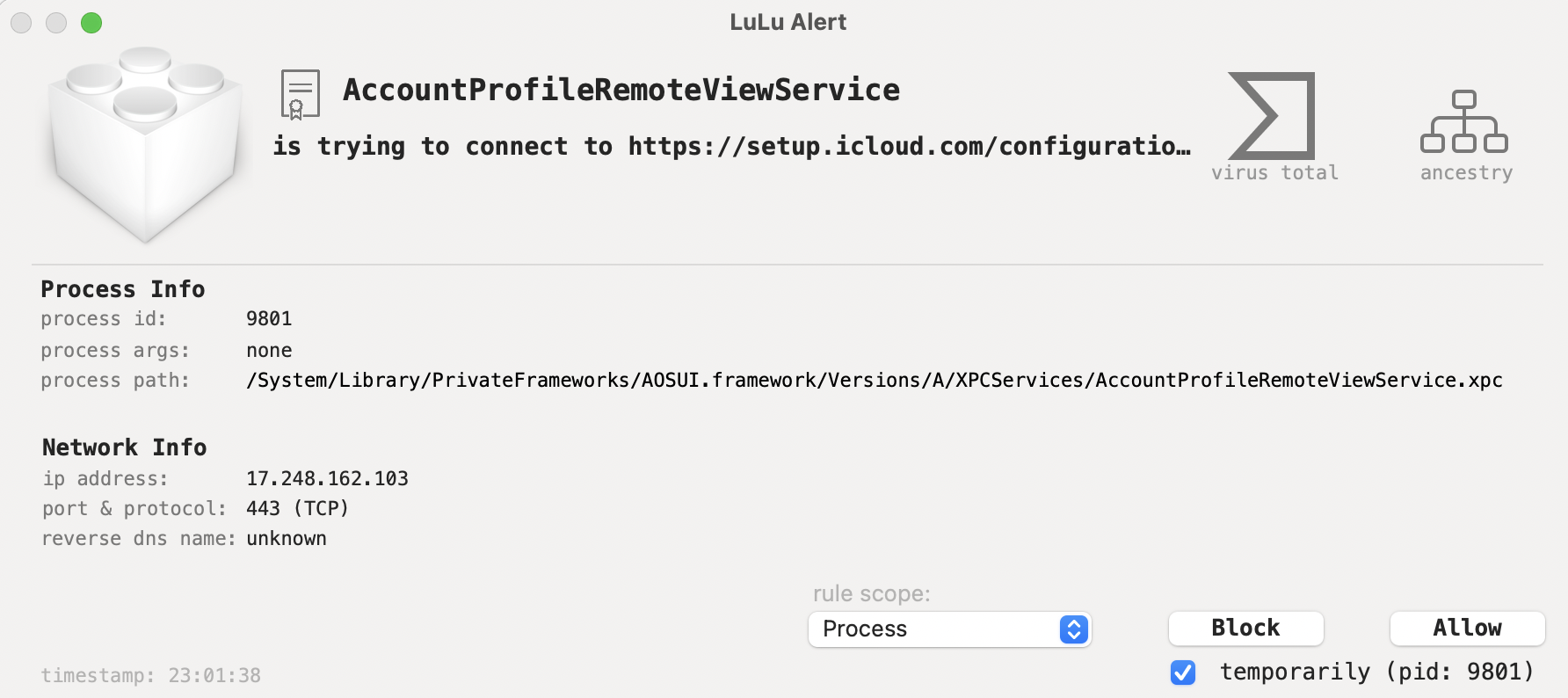 LuLu asks for multiple remote endpoints even when process is ...
