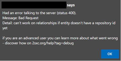Error when creating a new App · Issue #3008 · 2sic/2sxc · GitHub