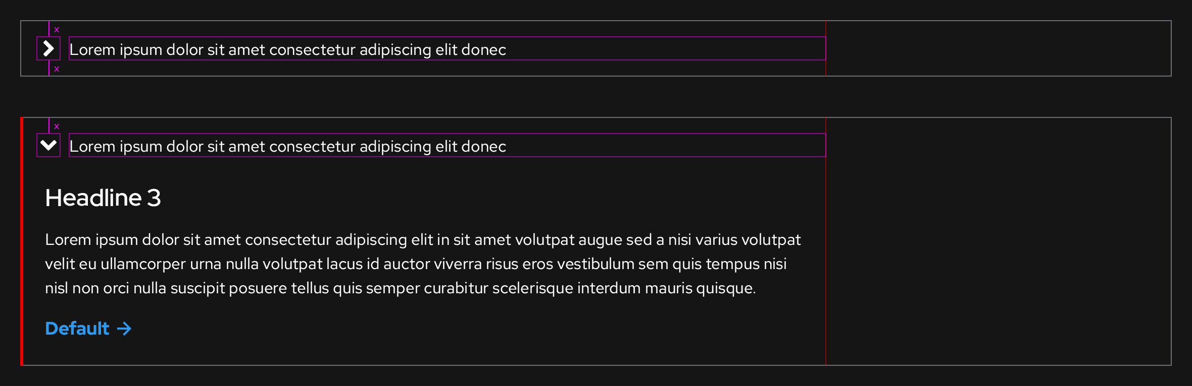 Disclosure, dark theme (desktop)