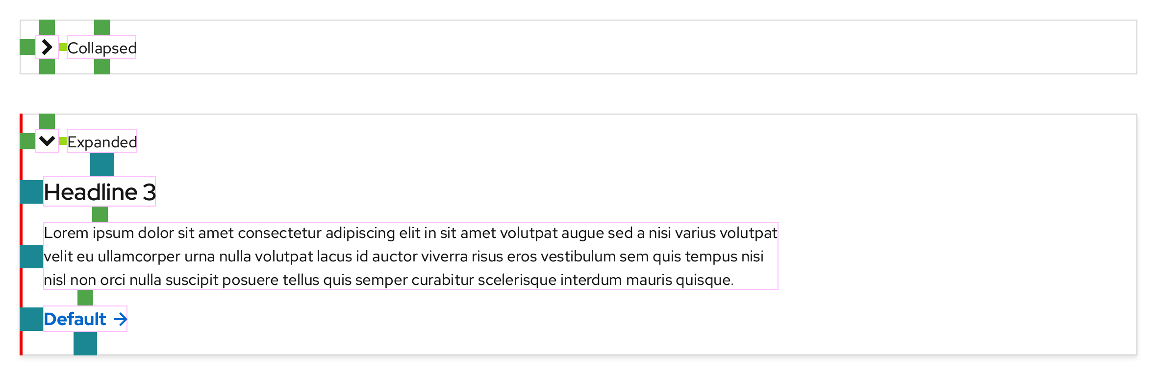 Disclosure, desktop, light theme, spacing