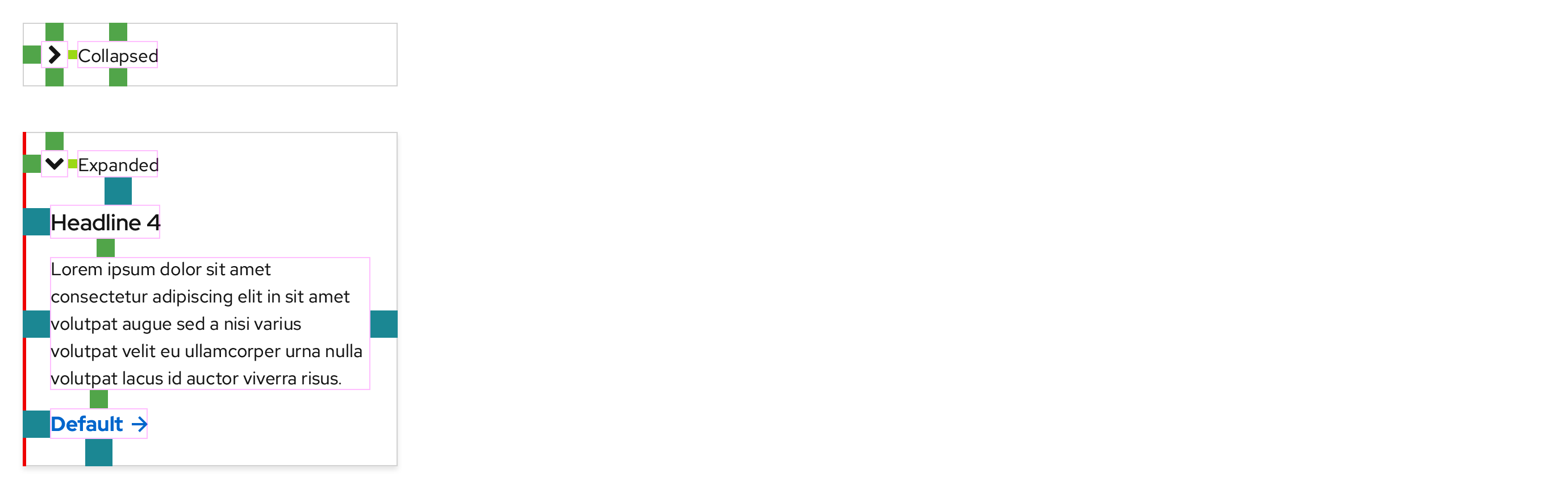 Disclosure, mobile, light theme, spacing