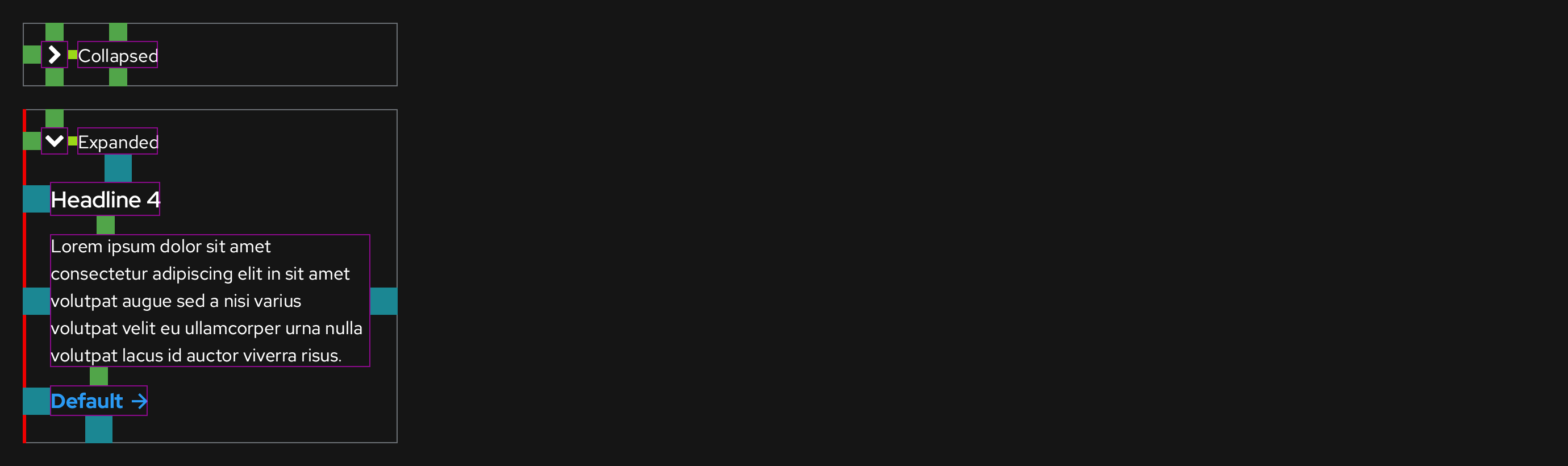 Disclosure, mobile, dark theme, spacing