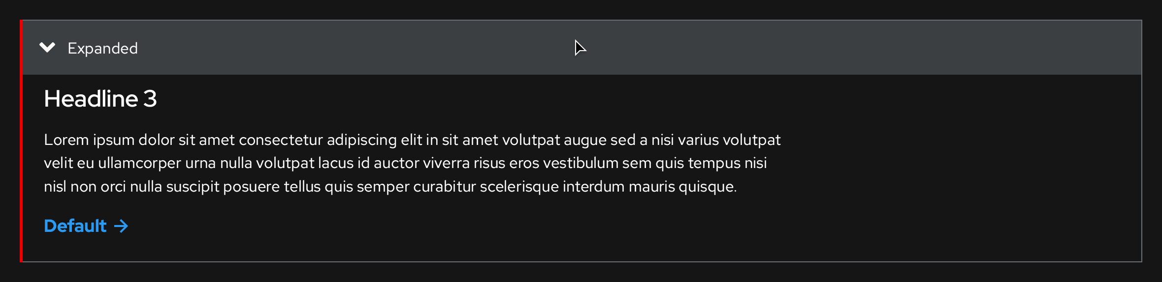 Disclosure, dark theme, expanded, hover